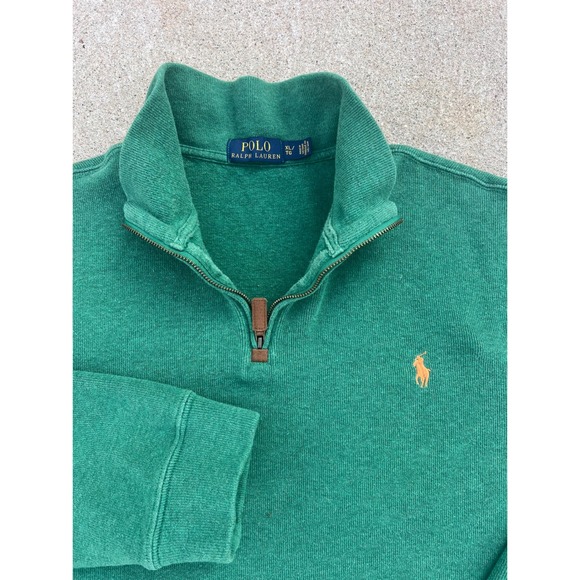 Polo Ralph Lauren Quarter-Zip Pullover Green with Pony Logo Men's XL - Picture 1 of 7